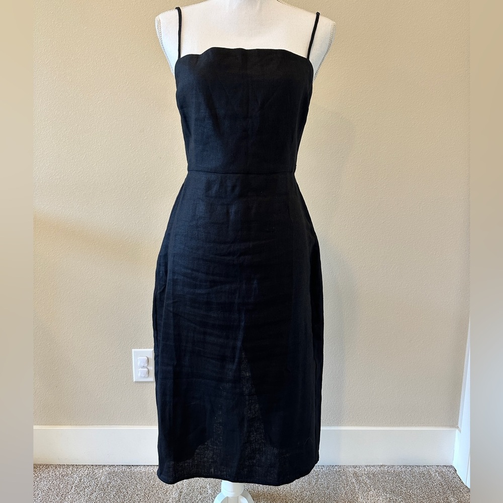 Reformation Black Linen Midi Dress - Size 6